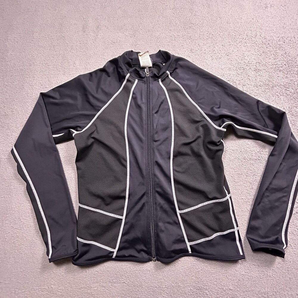 Vintage Y2K Nike Jacket Womens L Black Contrast Stitch Running Swim Rashguard